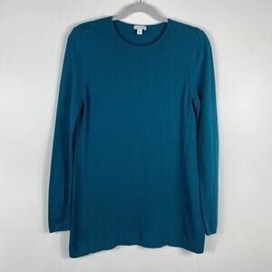 J. Jill Size XS Lightweight Crewneck Sweater Green Cotton Blend
